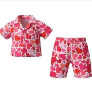 Love Pajamas 16" Plush Clothes Heart Print Pink Red 2pc Set 2997 Teddy Mountain